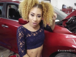 Ebony Girlfriend Cheating In Car Shop