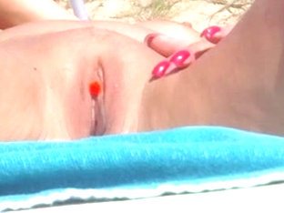 Pierced Clit On The Beach