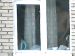 Hot Brunette Chick Voyeur Window Peek