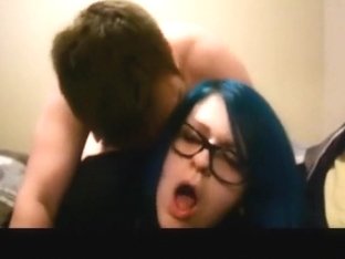 Nerdy Emo Girl With Blue Hair Makes A Sextape