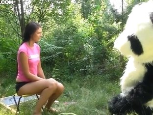 Molly Is Fucked By A Horny Panda Right In The Woods