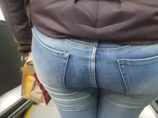 Hot And Sexy Big Round Ass In Tight Blue Jeans