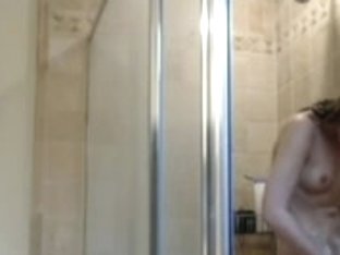 Skinny Slut Takes A Shower On A Webcam