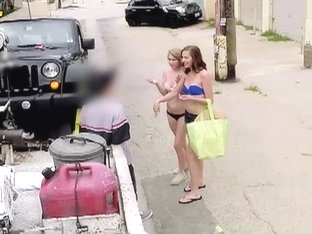 Beach Babes Bargain With The Tow Truck Driver And Get Fucked