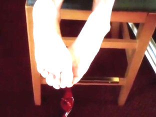 Sexy Red Mules And Feet Play In Front Of Mirror
