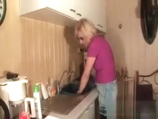 Mature Housekeeper Teasing Her Hot Snatch In The Kitchen