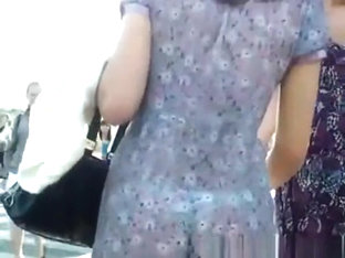 Sexy Teen In See Through Dress Upskirted
