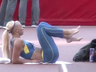 Sexy Blonde Athletic Warming Up