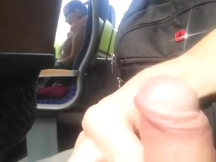 Dude Takes Out Is Cock In Train And Plays With It