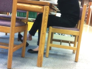 Candid Asian Library Shoeplay Feet Dangling Flats Pt 2