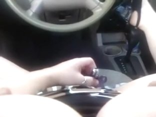 Enchanting My Shaved Cum-aperture With Diminutive Sex Tool During The Time That Riding Car