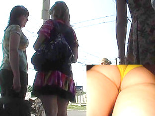 Ample Arse In Yellow Panty Up Petticoat