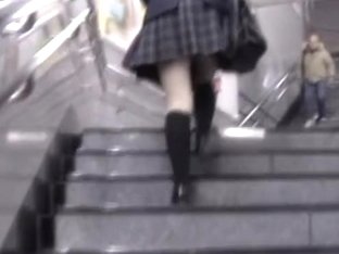 Babe Got Skirt Sharked While Climbing The Stairs In The Mall