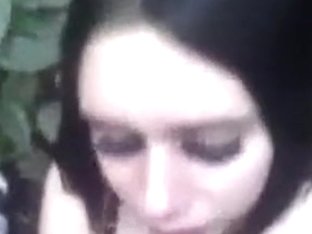 Pov Cellphone Sextape Of A Goth Girl Blowing Her BF In Public Behind A Bush