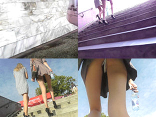 Thong Upskirt Footage Of A Slim Babe Wearing Mini Skirt