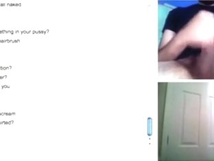 Girl Has Cybersex With A Stranger On Omegle And Masturbates With A Hairbrush