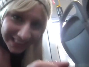 Naughty Blonde Rides Cock On Public Transportation