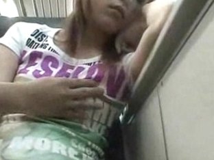 Young Asian College Girl Was Met In The Public Transport