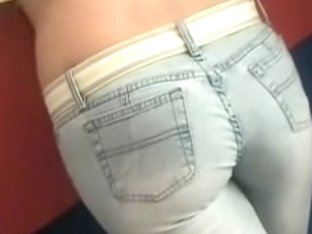 Candid Ass Wrapped In Blue Tight Jeans Caught In The Street