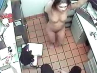 Frisky Brunette Girl Goes Naked In The Public Place