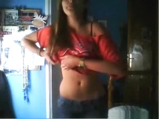 Girl Flashes Her Small Tits And Rubs Her Shaved Pussy Standup