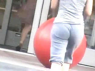 Candid Ass In Gray Cotton Pants