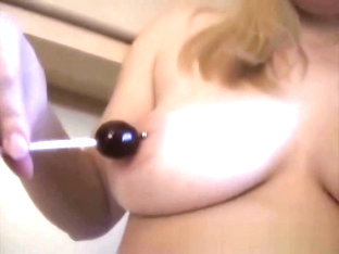 Amateur Blonde Pierced Nipples Big Titts Teen With Lolipop