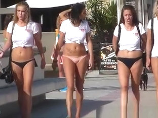 Four Beautiful Girls Walking