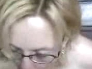 Glasses Of Mature Lady Was Smeared With Sperm After A Cocksucking