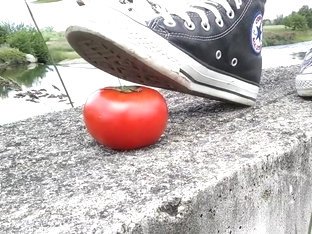 Tomato Crushed Under All Star Converse Sneakers