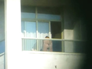 Topless Brunette Hottie Filmed From A Window