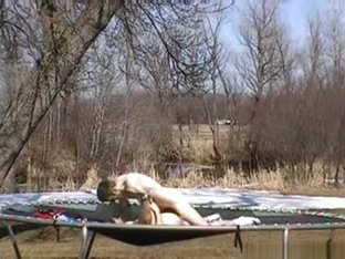 American Brunette Girl Has Sex With Her BF On A Trampoline