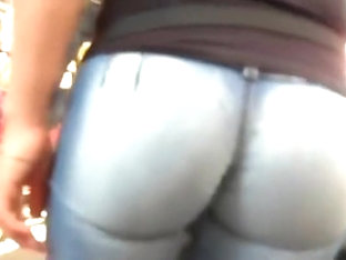 Sensational Ass In Skin Tight Jeans Pants
