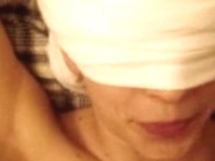 Blindfolded Girlfriend Receiving A Facial Cumshot On Her Chin
