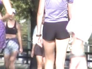 Candid Sports Girl In The Mini Shorts On Slim Body 01f