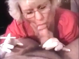 Very Hot Granny With Glasses Smoking While Sucking Dick
