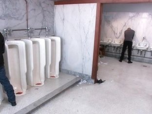 Sexy Business Lady Gets Overpowered And Gang Banged In A Public Restroom By Big Black Cocks