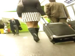 Hot Slutty Chick Followed By An Up Skirt Voyeur From The Subway