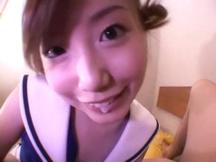 Asian Cheerleader Gets A Mouthful