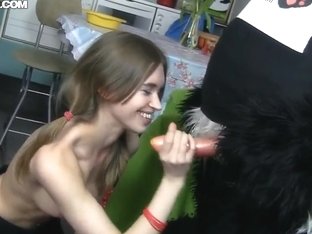 Huge Panda Bangs Horny Blonde With A Strap-on