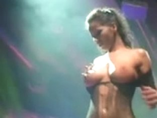 Breasty Stripper On The Stage Teasing And Dildoing Cunt