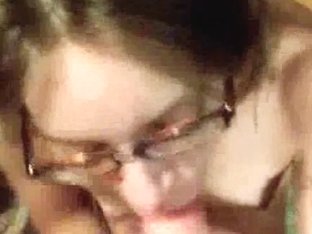 Geeky Amateur Girl Experiencing Her First Cumshot On The Face