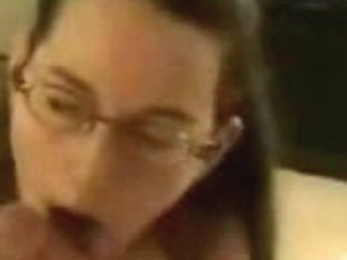 Cute Chick With Glasses Giving Amazing Blowjob