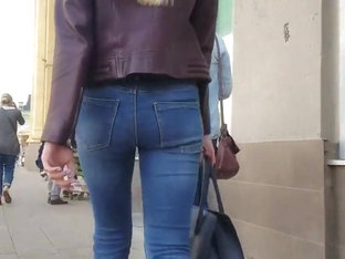 Sweet Blonde's Ass In Jeans