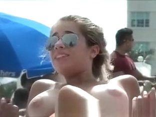 Topless Beach Girl With Massive Tits
