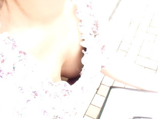 Japanese woman filmed downblouse by randy voyeurs.