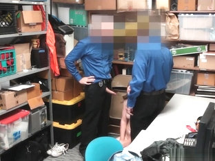 Teen Thief Tag Teamed By Security Guards In The Back Office