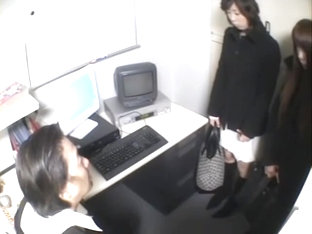 Two Hot Japs Stripped In Voyeur Sex Video In The Office