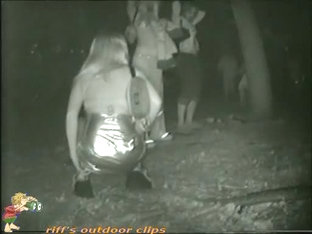 Partying Pussies Pissing At Outdoor Party With A Spy Cam Observing