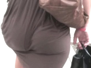 Bubble Butt Girl With A See Through Brown Dress Vpl